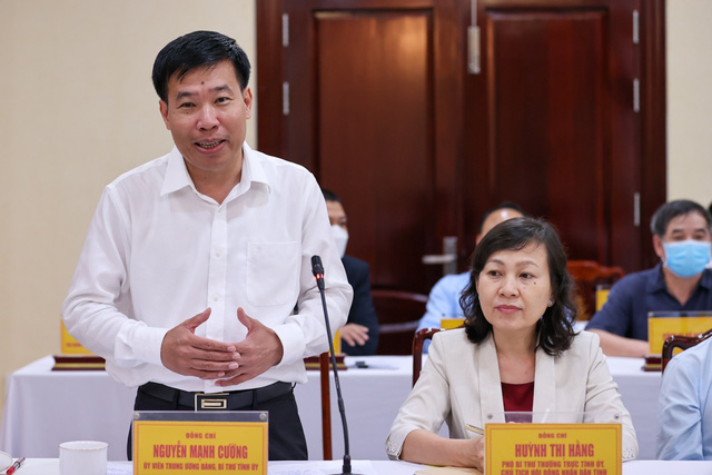 Bí thư Tỉnh ủy Bình Phước Nguyễn Mạnh Cường phát biểu tại buổi làm việc. 