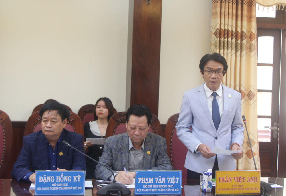 Chủ tịch Hội Doanh nghiệp thành phố Thủ Đức Trần Việt Anh phát biểu. 