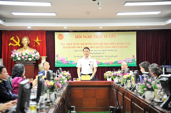 Cục trưởng Cục Thuế TP. Hà Nội Mai Sơn phát biểu chỉ đạo hội nghị.