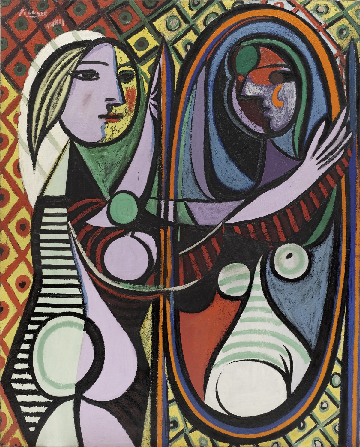 Tác phẩm Girl Before A Mirror - Cô gái trước gương - 1932 - Sơn dầu trên toan của nghệ sĩ Pablo Picasso