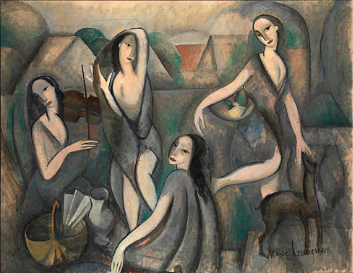 Tác phẩm Young Girlsp/- Những cô gái trẻ - Sơn dầu trên toan - 1910 – 1911 của nghệ sĩ Marie Laurencin