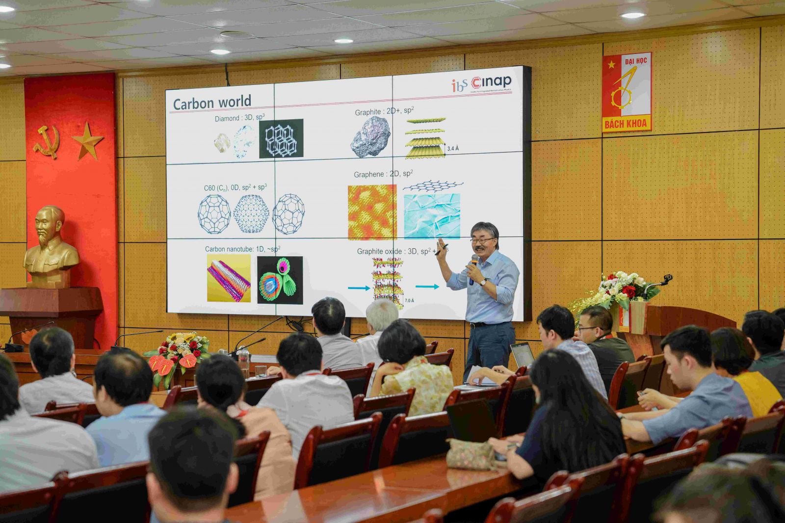 GS. Lee Young Hee – Viện sĩ Viện Hàn lâm Khoa học và Công nghệ Hàn Quốc (KAST), Giám đốc Trung tâm Vật lý Cấu trúc Nano Tích hợp (CINAP) Viện Khoa học Cơ bản (IBS) tại ĐH Sungkyunkwan (SKKU) chia sẻ về Những thách thức trong lĩnh vực chất bán dẫn thấp chiều.