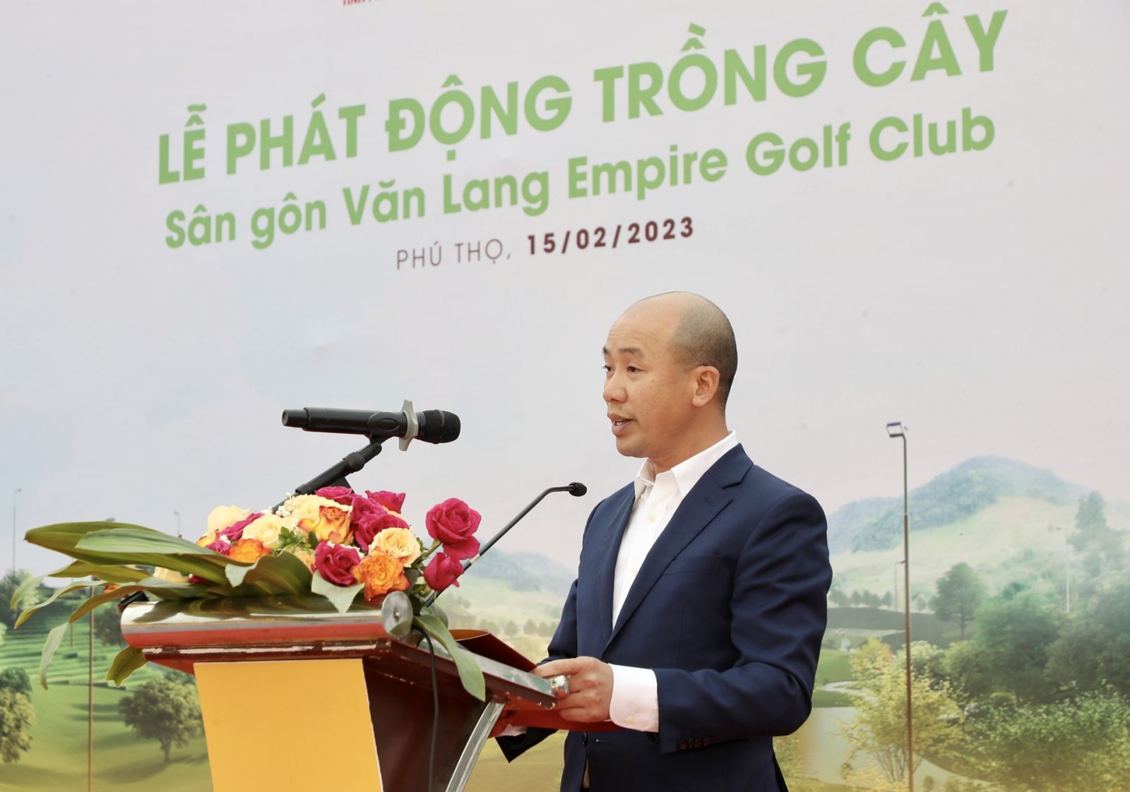 Ông Nhữ Văn Hoan, Tổng giám đốc vùng trung du và miền núi phía bắc của T&T Group, kiêm tổng giám đốc Công ty T&T Golf phát biểu tại lễ phát động