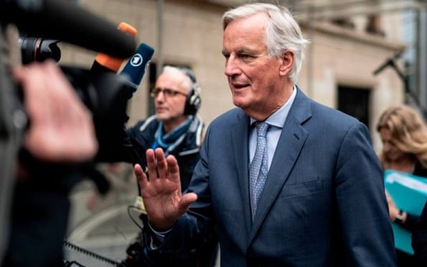 rưởng đoàn đàm phán Brexit của EU, Michel Barnier trả lời báo chí sau cuộc đàm phán giữa Vương quốc Anh và EU