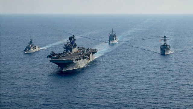 Nhóm tàu chiến của Hải quân Mỹ và Australia trên Biển Đông. Ảnh: Hải quân Mỹ.