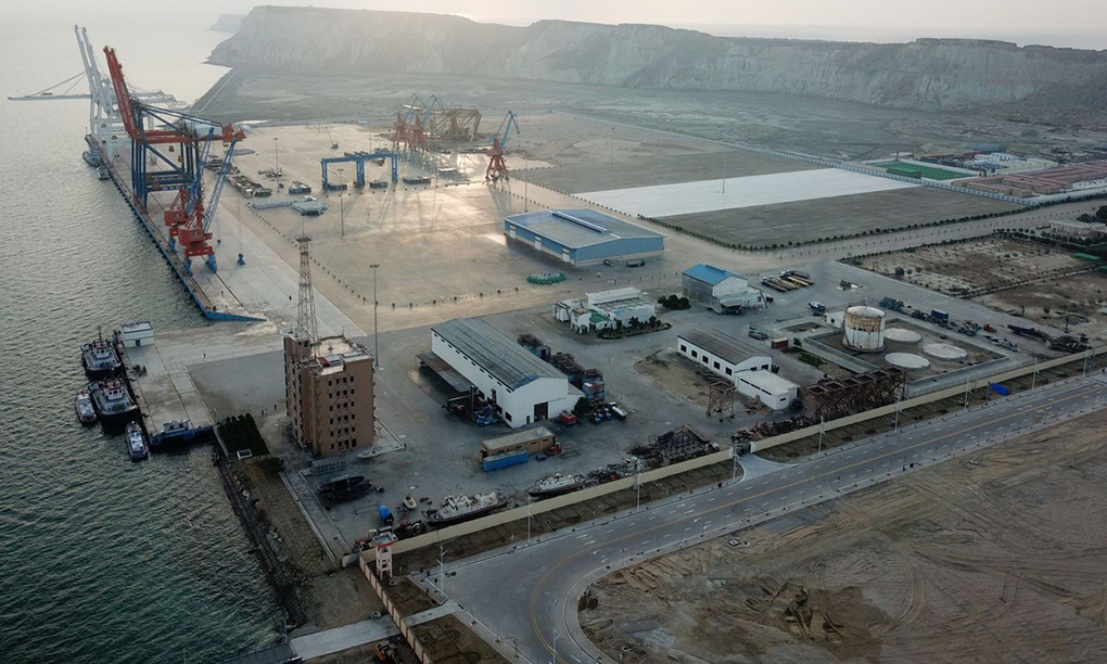 Dự án cảng o Trung Quốc đầu tư xây dựng ở thành phố Gwadar, tỉnh Balochistan, Pakistan năm 2018. Ảnh: Xinhua.