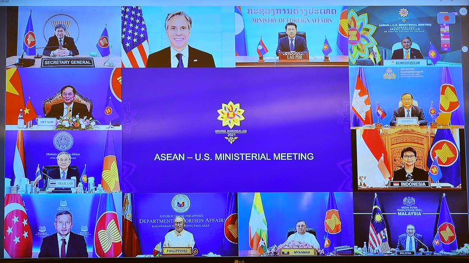 Hội nghị trực tuyến Bộ trưởng Ngoại giao Mỹ và ASEAN.