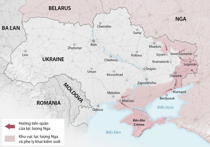 Đồ họa thể hiện chiến dịch tại Ukraine. Nguồn: Washington Post