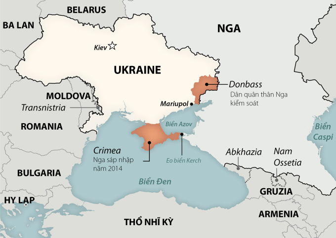 Vị trí bán đảo Crimea. Đồ họa: Washington Post.