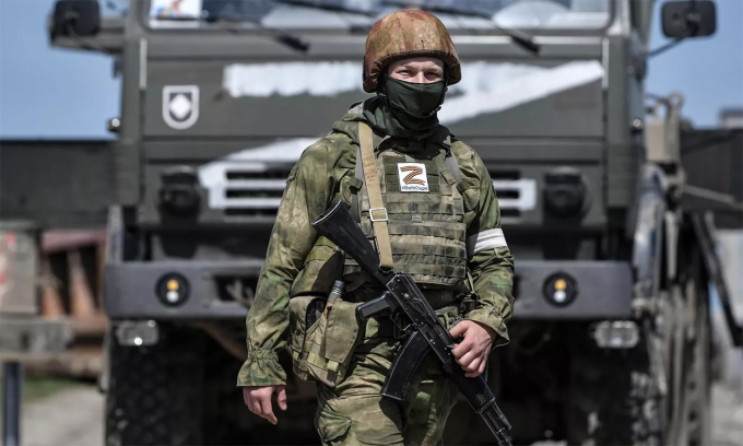 lính Nga tại tỉnh Lugansk, miền đông Ukraine, hồi tháng 4 Ảnh: AFP.