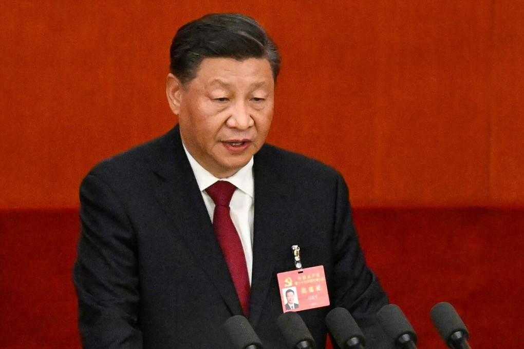 Chủ tịch Trung Quốc Tập Cận Bình tại lễ khai mạc đại hội đại biểu toàn quốc đảng Cộng sản Trung Quốc lần thứ 20. Ảnh: AFP.