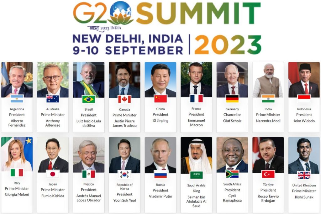 Các nhà lãnh đạo khối G20 (trừ Chủ ttichjTrung Quốc Tập Cận Bình) sẽ tham dự Hội nghị Thượng đỉnh tại New Delhi, Ấn Độ