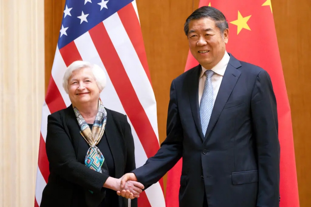 Bộ trưởng Tài chính Mỹ Janet Yellen đã có cuộc gặp với Phó Thủ tướng Trung Quốc Hà Lập Phong tại Bắc Kinh 