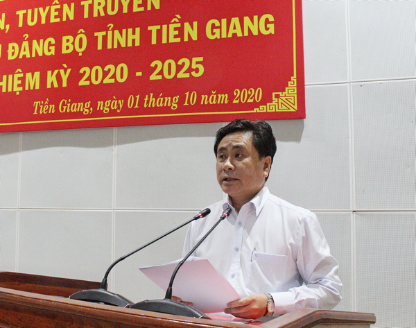 Phó chủ tịch UBND tỉnh Tiền Giang Trần Văn Dũng thông tin thành tựu mà địa phương đjat được trong nhiệm kỳ 2016-2020.