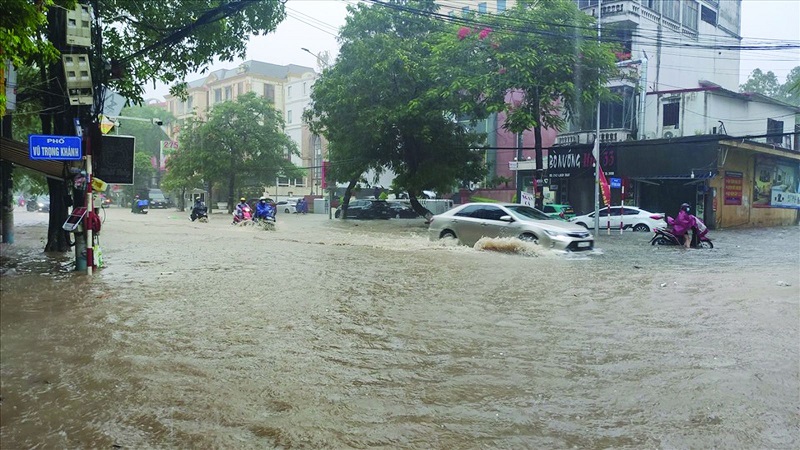 Trận mưa kỉ lục 10 năm qua (26/8) đã khiến nhiều tuyến phố ở TP. Hải Phòng ngập lụt
