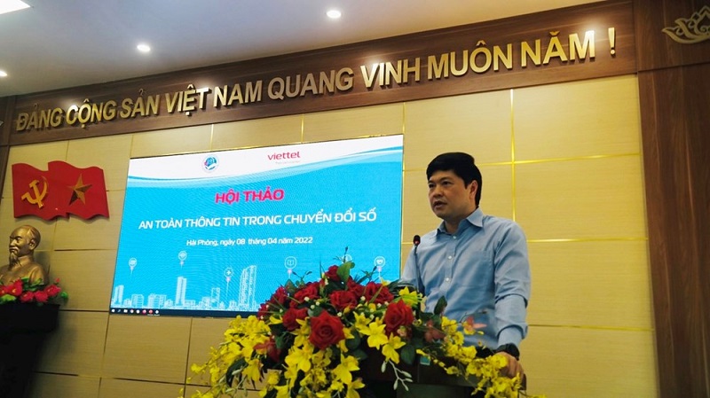 Ông Hoàng Minh Cường - PCT UBND TP Hải Phòng phát biểu tại Hội thảo An toàn thông tin cho Chuyển đổi số