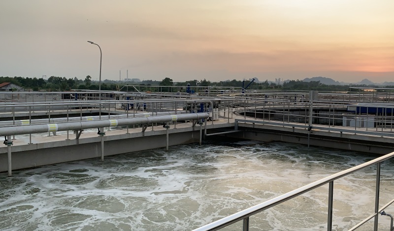 Hệ thống xử lý nước thải tập trung tại KCN Sông Khoai (ảnh bảo Quảng Ninh)
