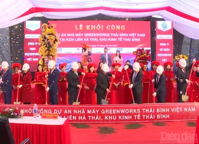 Ngày 15/2, tại khu công nghiệp Liên Hà Thái (Thái Thụy) diễn ra lễ khởi công dự án nhà máy Greenworks Thái Bình Việt Nam của Công ty TNHH Greenworks Việt Nam.