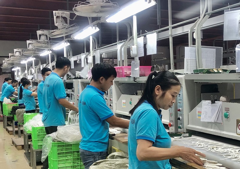 Người lao động sản xuất dây chuyền sản xuất của Công ty TNHH Mạnh La (ảnh báo Thái Bình)