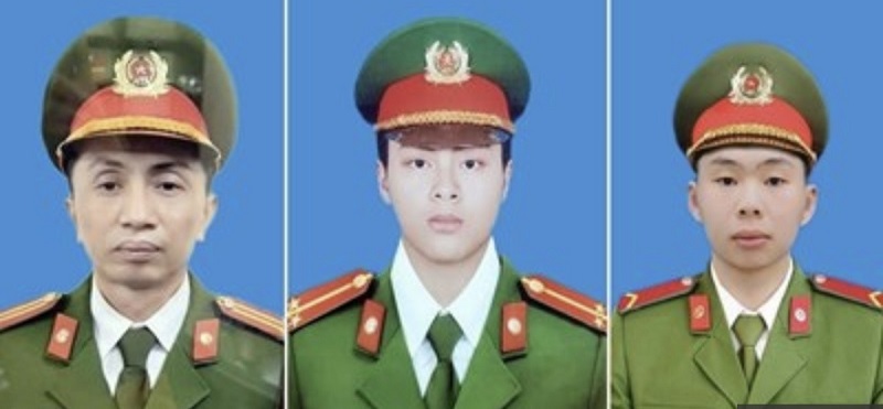 3 chiến sĩ hy sinh là: Trung tá Đặng Anh Quân, Đội trưởng đội PCCC; Trung úy Đỗ Đức Việt và Binh nhì Nguyễn Đình Phúc, chiến sĩ nghĩa vụ.