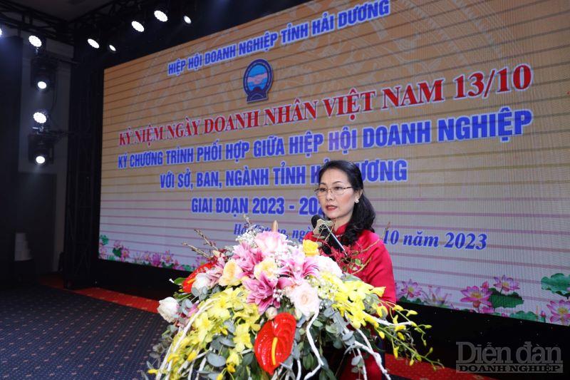 Bà Lưu Thu Hương - Chủ tịch Hiệp hội Doanh nghiệp tỉnh Hải Dương