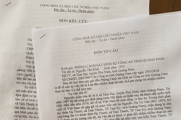 đơn tố cáo doanh nhân Việt kiều Nguyễn Tấn Khải lừa đảo của bà Vân gửi cơ quan chức năng