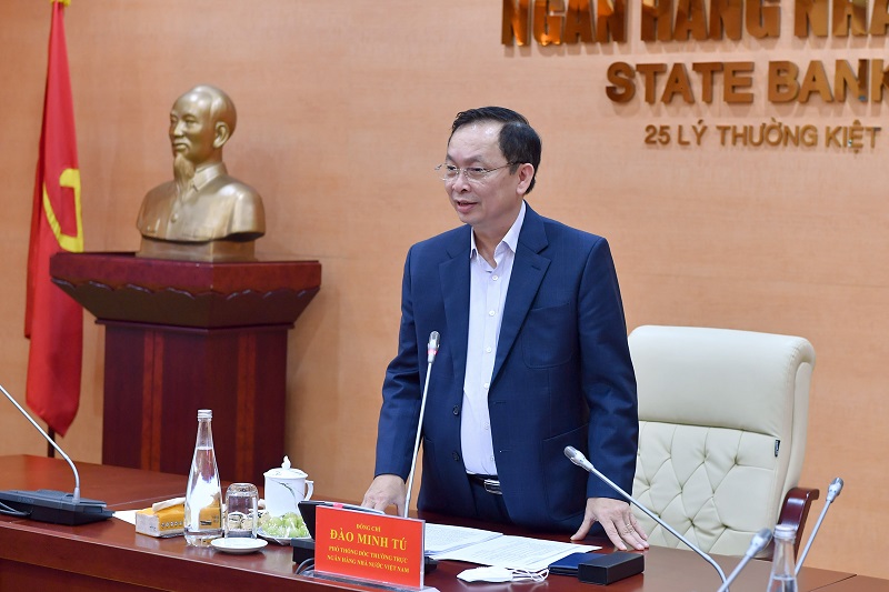 Phó Thống đốc thường trực NHNN Đào Minh Tú phát biểu tại Hội nghị Ngân hàng Nhà nước kết nối hỗ trợ doanh nghiệp tỉnh Bình Dương (ảnh: SBV)