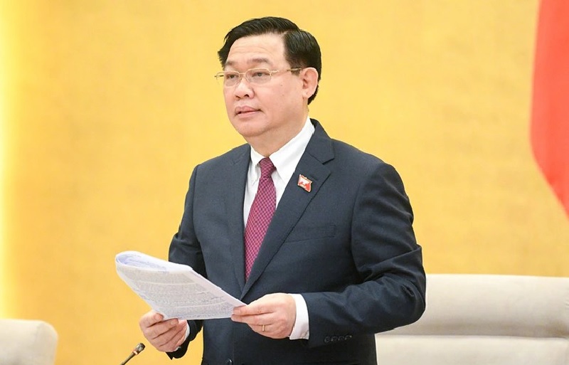 Chủ tịch Quốc hội Vương Đình Huệ phát biểu khai mạc phiên họp thứ 10