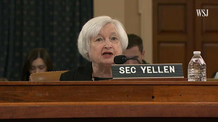 Bộ trưởng Tài chính Janet Yellen hôm thứ Sáu nói với Ủy ban Cách thức và Phương tiện Hạ viện rằng Hoa Kỳ có thể trải qua 'thảm họa kinh tế và tài chính' nếu Quốc hội không tăng hoặc đình chỉ giới hạn vay liên bang. Theo Al Drago/Bloomberg và WSJ