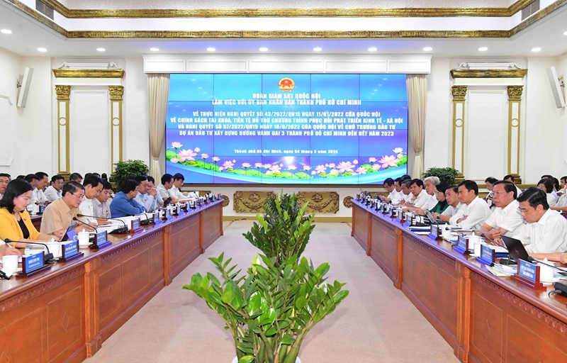 Đoàn giám sát của Quốc hội làm việc với UBND TP. Hồ Chí Minh. (Ảnh; Quochoi)