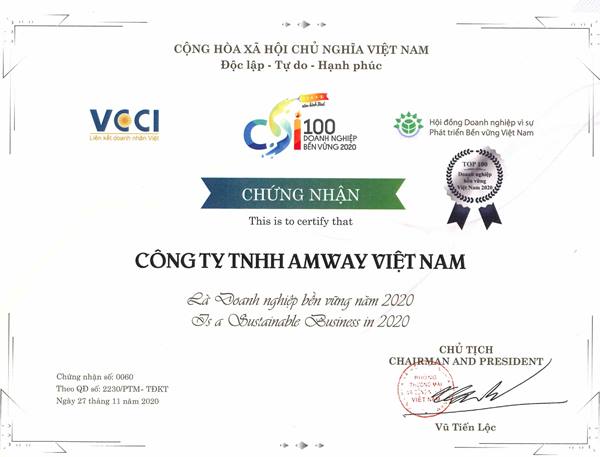 Amway VN 5 năm liên tục nằm trongp/top 100CSI 