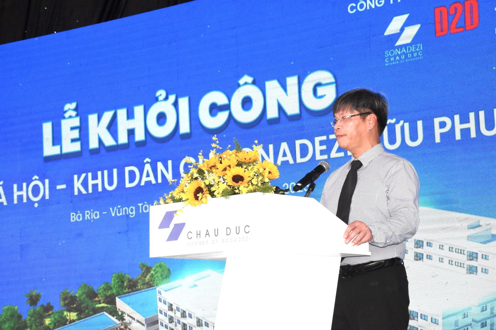 Ông Nguyễn Văn Tuấn - Tổng Giám đốc Công ty CP Sonadezi Châu Đức phát biểu tại lễ khởi công