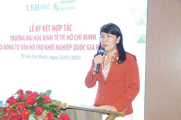 Bà Võ Thị Phương Lan – Chủ tịch Hội đồng Tư vấn và Hỗ trợ khởi nghiệp quốc gia phía Nam chia sẻ về những hoạt động của Hội đồng trong năm 2020.