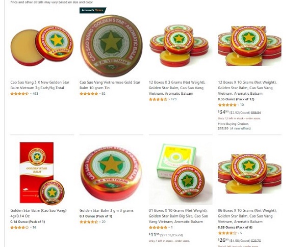 Sản phẩm quốc dân Cao Sao Vàng của DP3 hiện đang bán chạy trên Amazon và eBay.