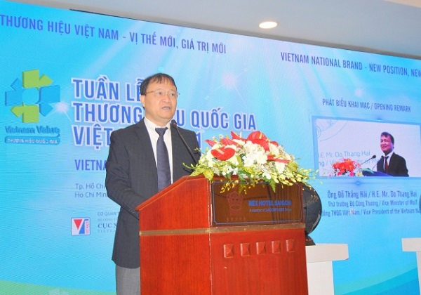 Thứ trưởng Bộ Công thương Đỗ Thắng Hải, Phó Chủ tịch Hội đồng Thương hiệu quốc gia Việt Nam phát biểu tại diễn đàn.