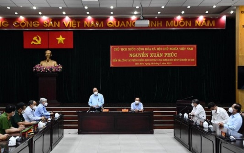 Chủ tịch nước Nguyễn Xuân Phúc làm việc với huyện Hóc Môn và Củ Chi, chiều ngày 29/7.
