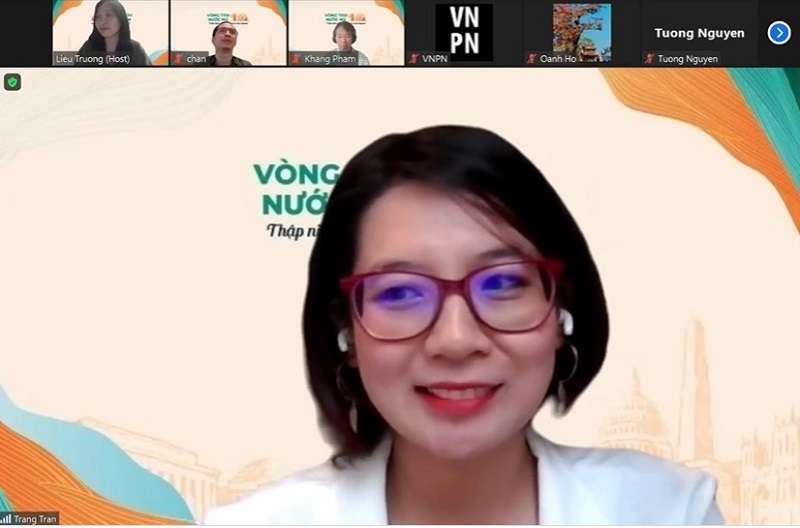 bà Trang Trần - Trưởng bộ phận Tuyển dụng Shopee Việt Nam chia sẻ tại sự kiện - Ảnh chụp màn hình.