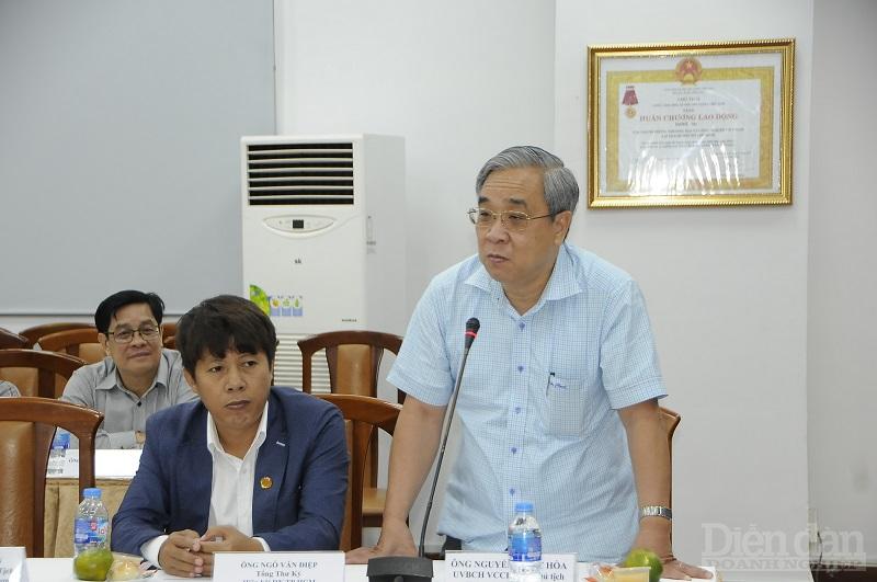 ông Nguyễn Ngọc Hòa – Chủ tịch Hiệp hội Doanh nghiệp TP.HCM (HUBA) kiến nghị không chuyển nhóm nợ đối với các doanh nghiệp - Ảnh: Đình Đại.