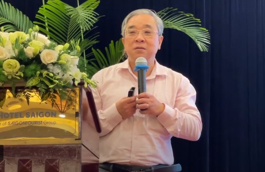 Ông Nguyễn Ngọc Hòa - Chủ tịch Hiệp hội Doanh nghiệp TP.HCM (Huba) phát biểu tại diễn đàn - Ảnh chụp màn hình.
