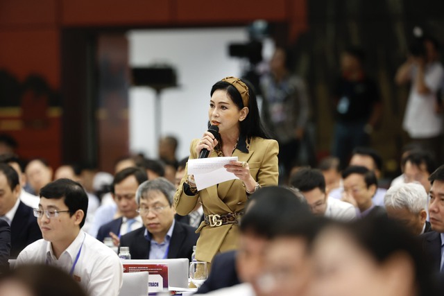 bà Lê Hồng Thủy Tiên – Tổng giám đốc Tập đoàn Liên Thái Bình Dương (IPPG) tại Diễn đàn Kinh tế - Xã hội Việt Nam năm 2023.