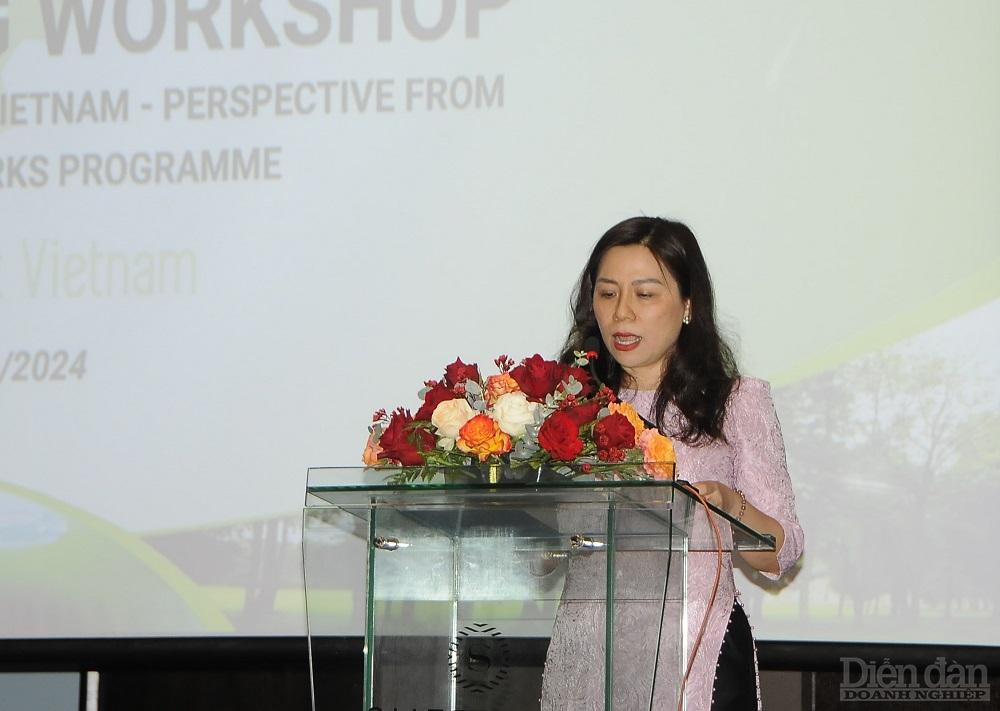 bà Lê Thị Thanh Thảo, Đại diện Quốc gia UNIDO tại Việt Nam phát biểu tại Hội thảo.
