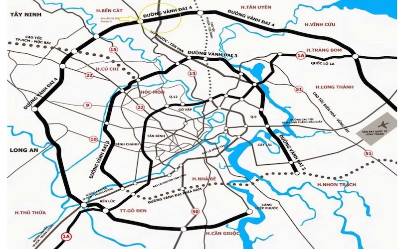đường vành đai 4 có chiều dài khoảng 200km, quy mô 6 - 8 làn xe, điểm đầu giao với đường cao tốc Biên Hòa - Vũng Tàu (tỉnh Bà Rịa - Vũng Tàu), điểm cuối tại cảng Hiệp Phước (TP.HCM)