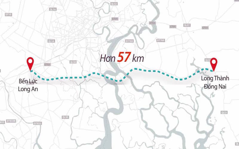 Dự án đường cao tốc Bến Lức-Long Thành có tổng chiều dài toàn tuyến 57,1 km, đi qua địa phận Thành phố Hồ Chí Minh, tỉnh Long An và Đồng Nai.