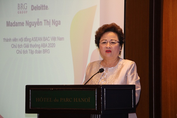 Bà Nguyễn Thị Nga, Chủ tịch Tập đoàn BRG, Thành viên ASEAN BAC Việt Nam, Chủ tịch Giải thưởng Doanh nghiệp ASEAN (ABA 2020). Ảnh: Quốc Tuấn