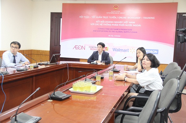 Hội thảo tập huấn trực tuyến - kết nối các Hệ thống Phân phối nước ngoài với Doanh nghiệp Việt Nam hoạt động trong lĩnh vực xuất khẩu hàng hóa phi thực phẩm. (Nguồn ảnh: Bộ Công Thương)