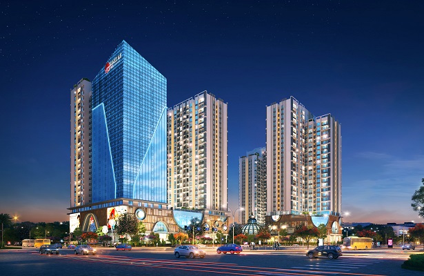 Tòa Sachi thuộc dự án Hinode City nằm trên giao lộ vàng Minh Khai – Kim Ngưu.