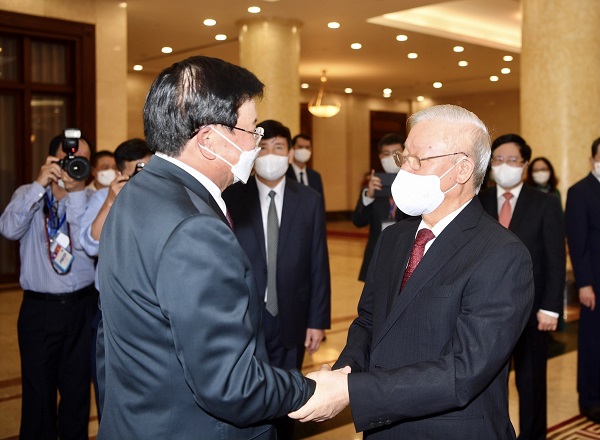 Tổng Bí thư Nguyễn Phú Trọng và Tổng Bí thư, Chủ tịch nước Lào Thongloun Sisoulith.