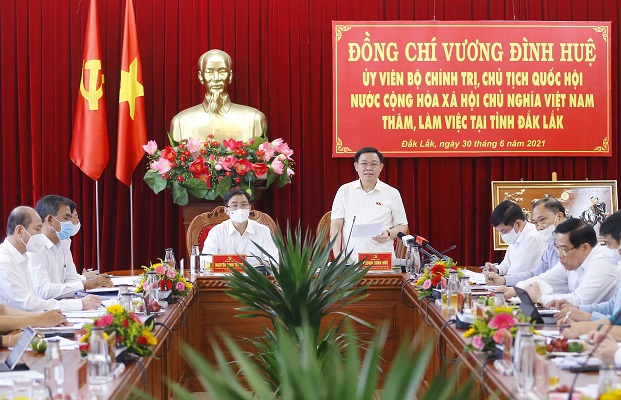 Chủ tịch Quốc hội Vương Đình Huệ đề nghị tại buổi làm việc với Ban Thường vụ Tỉnh uỷ tỉnh Đắk Lắk.
