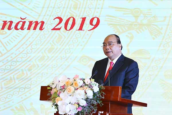 Thủ tướng Chính phủ Nguyễn Xuân Phúc phát biểu tại lễ khai trương Trục liên thông văn bản quốc gia.