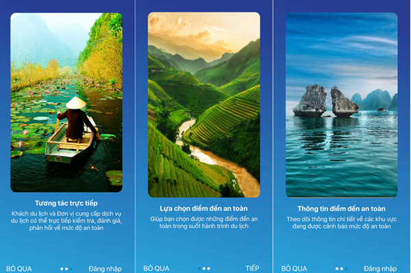 Giao diện ứng dụng Du lịch Việt Nam an toàn của Tổng cục Du lịch.